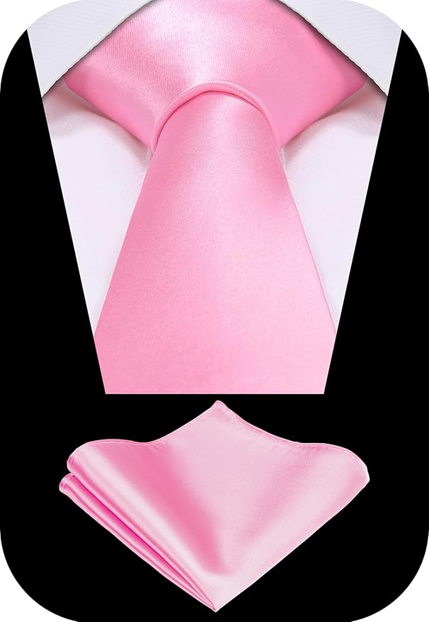 TIE G 5pcs Tie Set in WHITE OR BLACK GIFT BOX: Solid Color Necktie, Satin Bow Tie, Pocket Square, Lapel, Cuff Links