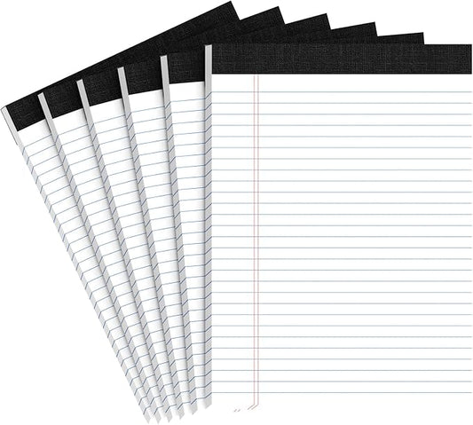 Legal Pads 8.5 X11.75, Narrow Ruled Notepads, 6 Pack, 30 Sheet/Pad, White Legal Pads, Tear Off Notepad, Perforated Writing Pad, Notebook Paper College Ruled, Notepads for Office Home School, Notepad