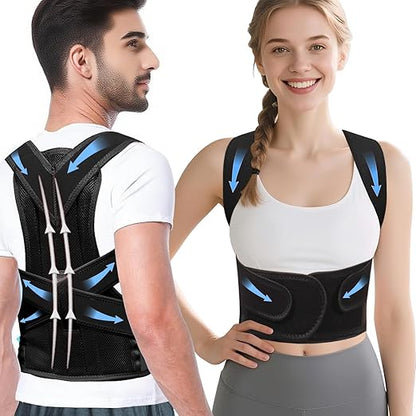 Posture Corrector Back Brace for Men and Women, Adjustable Full Back Support for Posture Improvement & Pain Relief, Shoulder Straightener for Spine Alignment & Posture Correction, M(30.3-35in)