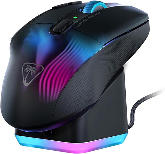 Turtle Beach Kone XP Air Wireless Customizable Ergonomic RGB Gaming Mouse, Bluetooth, 19K DPI Optical Sensor, 100-hour Battery & Charging Dock, 29 Programmable Inputs & RGB Lighting, 4D Wheel – Black