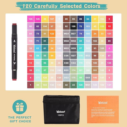 Alcohol Markers, 120 Colors Dual Tip Permanent Art Markers, Drawing Marker, Coloring Marker for Book Painting Card Making for Adults Kids.