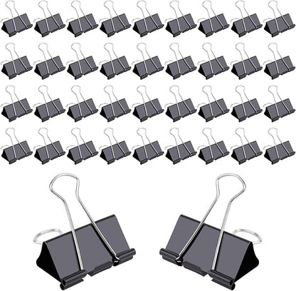 144 Pcs Binder Clips, 1-Inch Medium Paper Clamps for Document Clamp, File, Wide Metallic, Office School and Home Supplies（Black）