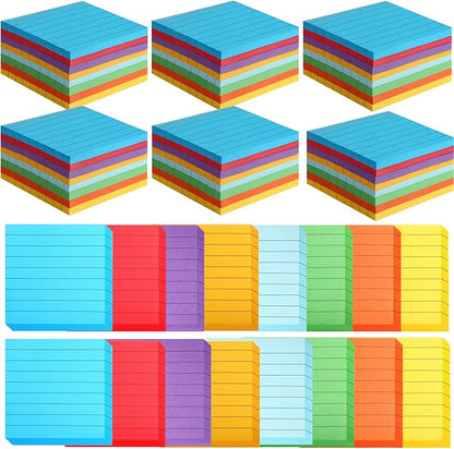 64 Pack Lined Sticky Notes 3x3 Post Note with Lines Bright Ruled Sticky Notes Bulk Note Pads Self Adhesive Memo Papers with Lines for Office, Home, School, Meeting
