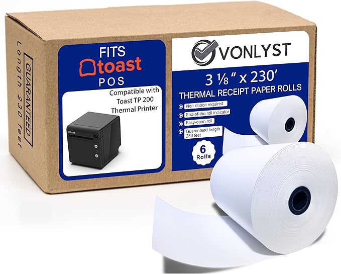 Thermal Printer Paper Roll for Toast TP200 Receipt Printer Point of Sale (06 rolls)