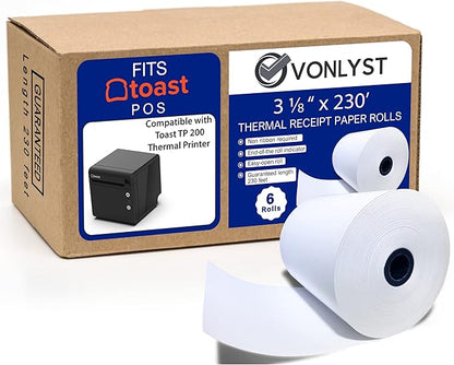Thermal Printer Paper Roll for Toast TP200 Receipt Printer Point of Sale (06 rolls)