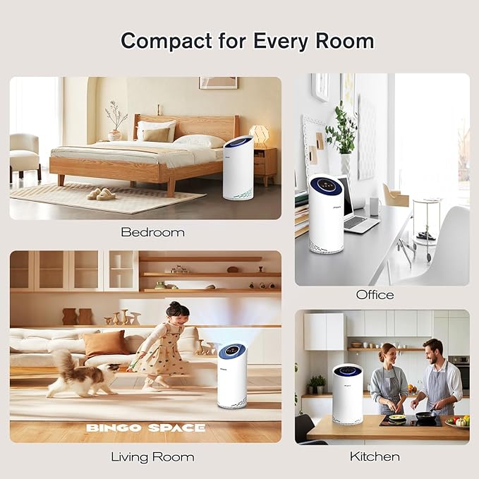 Air Purifiers for Home Bedroom Large Room Up to 2400 Ft² with Ture HEPA Sleep Mode 22dB Night Light. Airspark 4-Stage Air Filter Cleaner for Dust Pollen Smoke Smell Pets Daner Hair Odor Eliminator