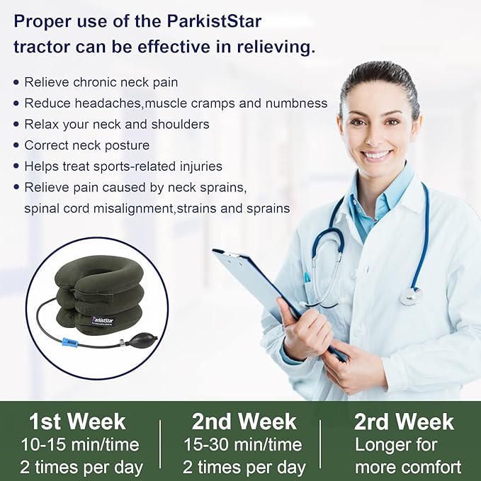Cervical Neck Traction Device,inflatable neck extended version of the traction stand, relieve neck pain and shoulder pain, and effectively correct poor sitting posture (including health care tutorial)