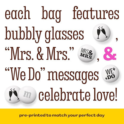 M&M’S WORLD Mrs. and Mrs. Milk Chocolate Candy, 2 lbs Bulk Candy for Wedding Decorations, Unique Favors, or Cake Topper