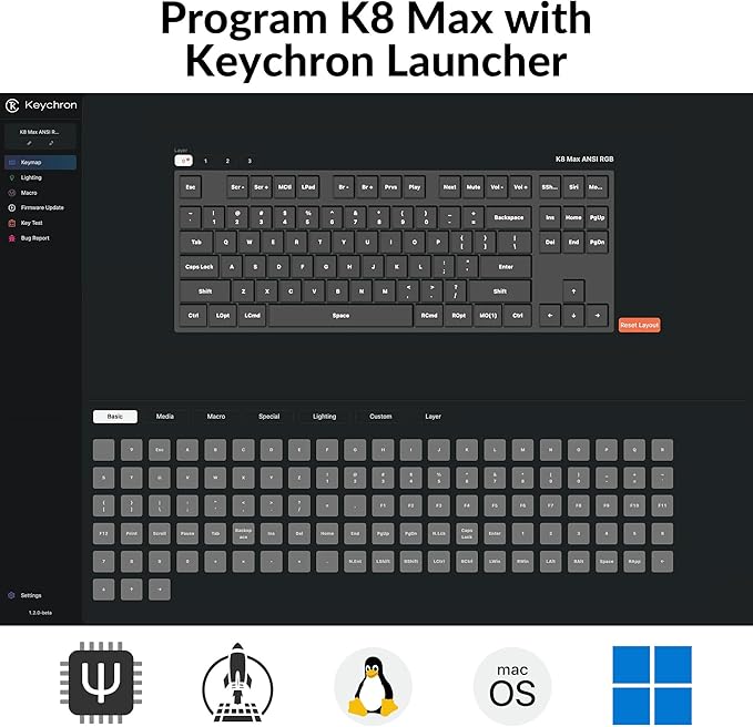 Keychron K8 Max TKL Wireless Mechanical Keyboard, QMK 2.4 GHz/Bluetooth 5.1/Wired with Aluminum Frame, RGB Backlit Hot-Swappable Programmable Keychron Super Red Switch for Mac Windows Linux