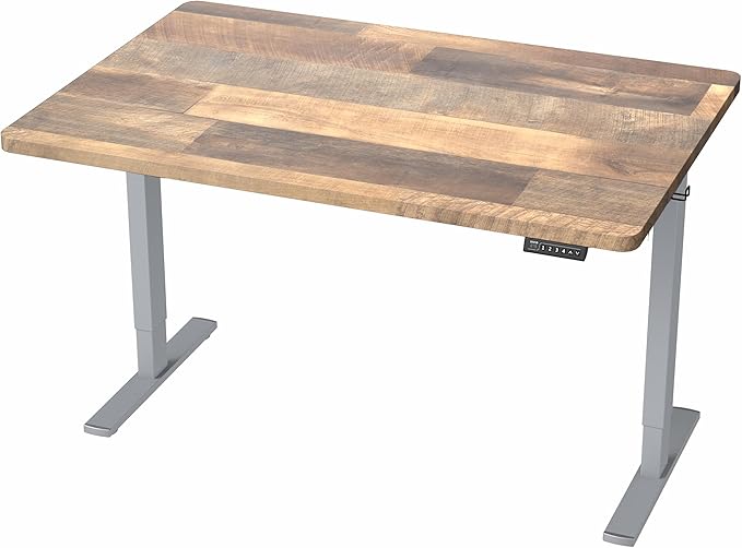 VIVO Electric 48 x 30 in Standing Desk, Memory Height Adjustment, 1B Series, One-Piece Reclaimed Wood Top, Gray Frame, DESK-KIT-1G5P