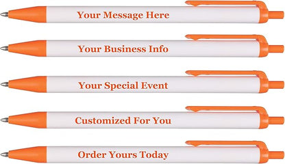 RevMark Personalized Ballpoint Pen, Custom Printed Name, Business or Event Information, Timeless Advertising, USA Made Pens, Promotional Marketing, Smooth Black Ink, Bulk Pack (Orange,50 Ct.)