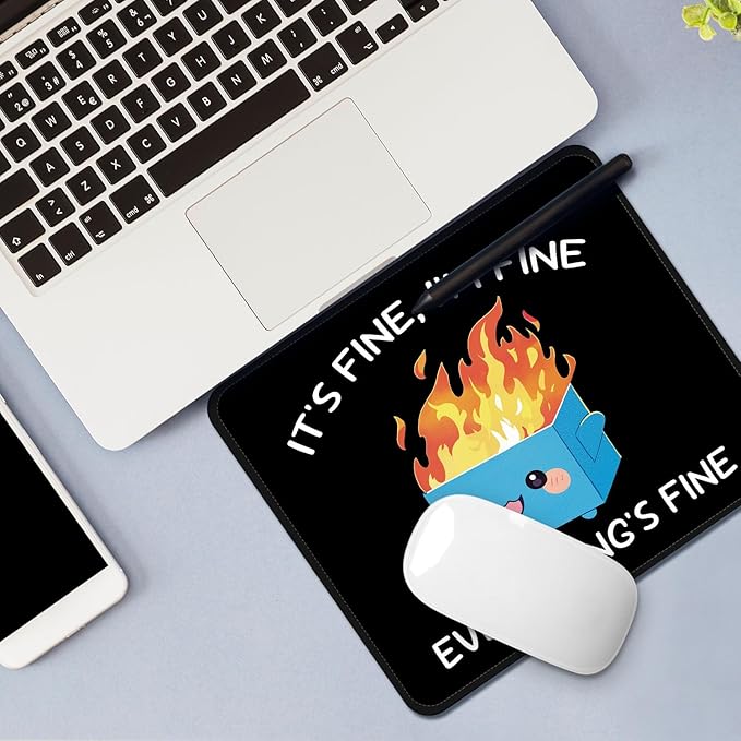 Square Mouse Pad with Stitched Edge, Premium Mousepad Washable Cloth. Computer Mouse Pad with Non-Slip Rubber Base, Mouse Pads for Computers Laptop Mouse 9.25x7.75x0.12 inch-Blue Box on Fire