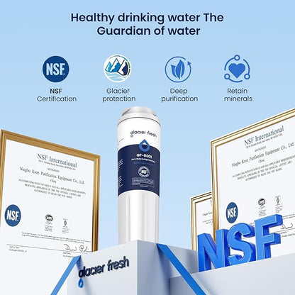 GLACIER FRESH UKF8001 Compatible with Whirlpool Refrigerator Water Filter 4, EDR4RXD1, EveryDrop Filter 4, 4396395, Maytag UKF8001, UKF8001AXX, WHR4RXD1, KAD4RXD1, 46-9006, Puriclean II, Pack of 2