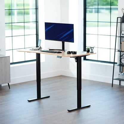 VIVO Electric 63 x 32 in Standing Desk, Memory Height Adjustment, 1B Series, Light Wood Top Black Frame, DESK-KIT-1B1C