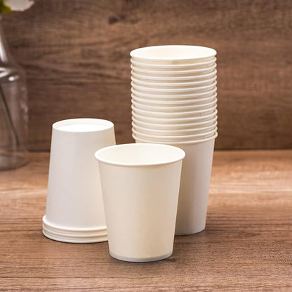 YEEHAW 8 oz 300 Pack Disposable Paper Coffee Cups, White Hot Cups for Hot Beverage Drinkings, Ideal for Cafes, Bistros, Businesses and Family