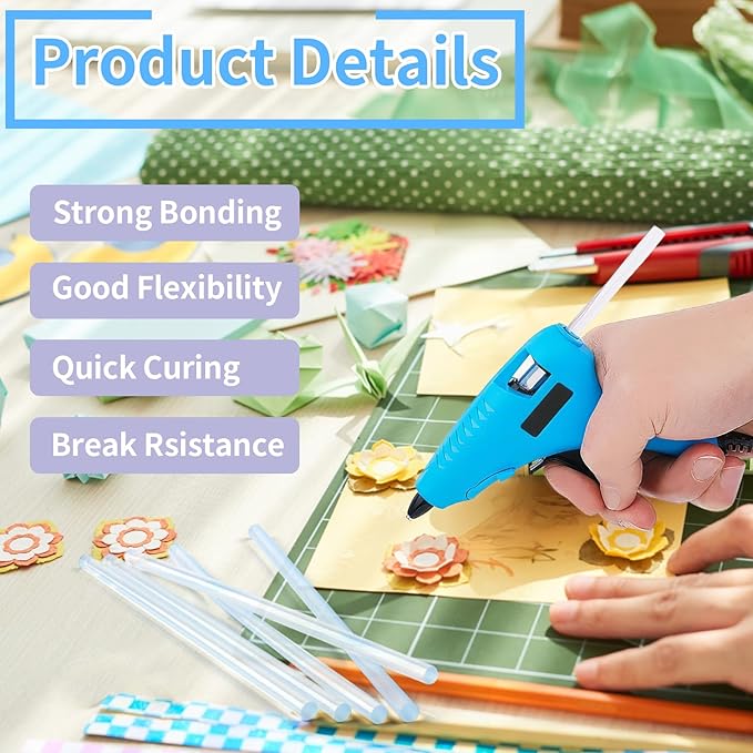 Mini Hot Glue Sticks Bulk, Clear Glue Gun Sticks for Metal, Wood, Glass DIY Art Craft & School Projects Craft, Bond (Clear,8" X 0.27")