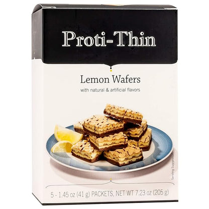 Proti-Thin High Protein Lemon Wafer Squares, 15g Protein, Low Calorie, Low Carb, Low Sugar, Aspartame Free, Diet Wafer Bars, Healthy Snack, 2 Wafers per Serving, 5 Count Box