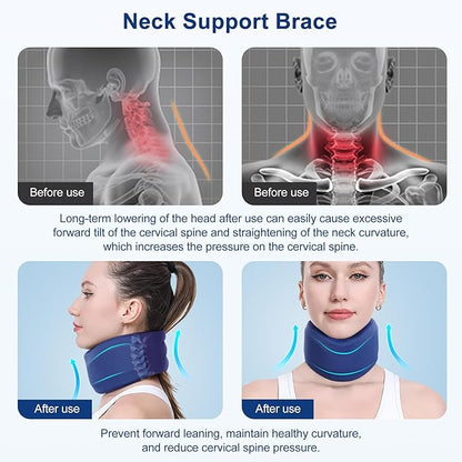CozyHealth Neck Brace for Neck Pain and Support, Soft Neck Support Relieves Pain & Pressure in Spine for Women & Men, Wrap Align Stabilize Vertebrae Foam Cervical Collar for Sleeping (GBlue, XS, 2.5" Middle Height)