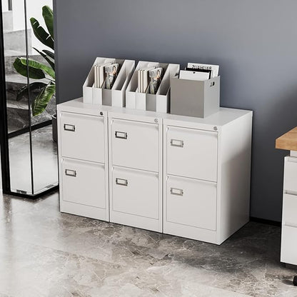 2 Drawers Vertical File Cabinets - 17.8" Deep Lockable Filing Cabinet - Metal Storage Cabinets for Home Office to Hanging Files Letter/Legal/F4/A4 Size
