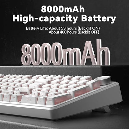 AULA F99 Pro Wireless Mechanical Keyboard-Silent Version,BT5.0/2.4GHz/USB-C Hot Swappable Custom Keyboard,Gasket Structure,Pre-lubed Linear Switches RGB Backlit Computer Gaming Keyboards,White