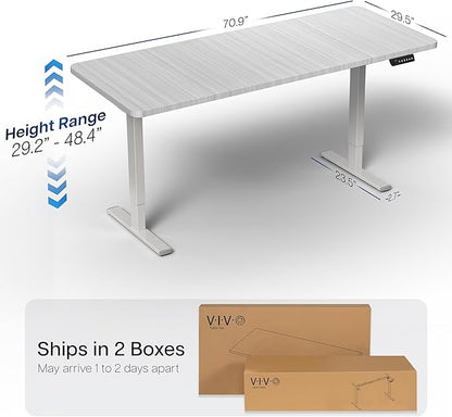 VIVO Electric 71 x 30 in Standing Desk, Memory Height Adjustment, 1B Series, Dark Gray Top Gray Frame, DESK-KIT-1G7G