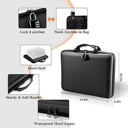 Fireproof Document Box File Organizer: Hard-Shell Case Fireproof Waterproof Box with Lock & 13 Pocket Accordion File Folder - Portable Home Office Travel Safe Storage for Important Documents and Files
