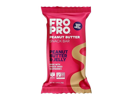 FROPRO Plant Protein Snack Bars - Plant Based Protein Bars, All-Natural, Gluten, Dairy, & Soy Free, High Protein Bars with Low Calories | PB & J, 12 Pack