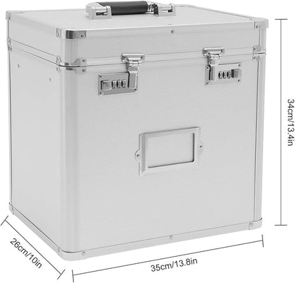 Portable File Organizer Box, Locking File Storage Chest, Letter/Legal File Storage, File Storage Box for Home Office File Cabinet with Handle,13.8 x 10 x 13.4inch,Silver