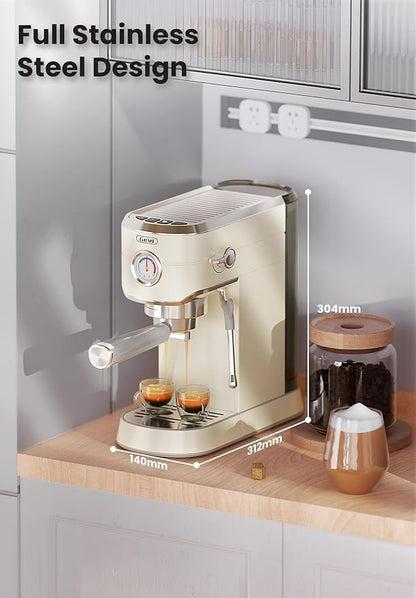 Gevi Commercial Espresso and Coffee Makers, Professional Espresso Maker Latte Machine with Milk Frother, Stainless Steel Expresso Coffee Machines for Home, Compact Cappuccino Machine, Great Gift