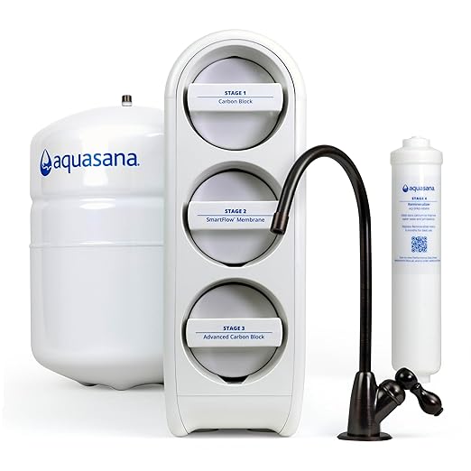 Aquasana SmartFlow® Reverse Osmosis Water Filter | RO Under Sink System | WQA certified up to 99.99% of 90 contaminants including fluoride, PFAS, arsenic, lead, and chlorine | Oil rubbed bronze faucet