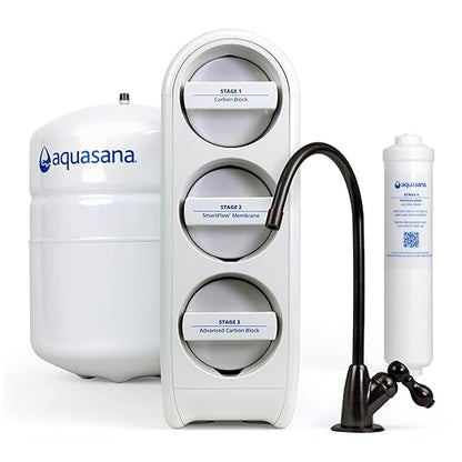 Aquasana SmartFlow® Reverse Osmosis Water Filter | RO Under Sink System | WQA certified up to 99.99% of 90 contaminants including fluoride, PFAS, arsenic, lead, and chlorine | Oil rubbed bronze faucet