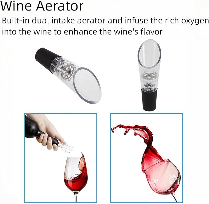 Electric Wine Bottle Opener Set – Rechargeable Corkscrew with Foil Cutter, Wine Pourer & Vacuum Stopper – One-Touch Automatic Wine Opener Wine Accessories – Perfect Wine Gifts for Wine Lovers