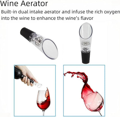 Electric Wine Bottle Opener Set – Rechargeable Corkscrew with Foil Cutter, Wine Pourer & Vacuum Stopper – One-Touch Automatic Wine Opener Wine Accessories – Perfect Wine Gifts for Wine Lovers