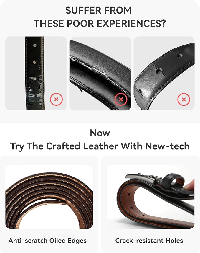 CHAOREN Leather Dress Belt Men 2 Pack - 1 3/8" Mens Belts for Work Business Casual Jeans