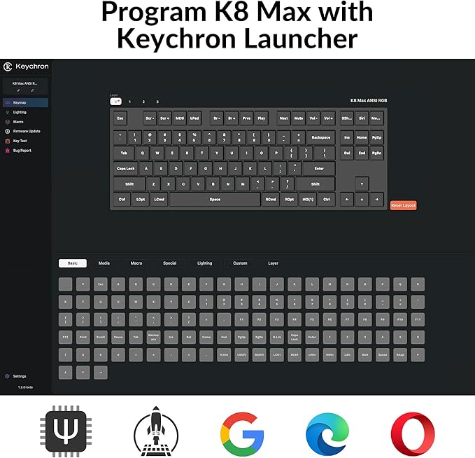 Keychron K8 Max Wireless Mechanical Gaming Keyboard, TKL Layout QMK 2.4 GHz/Bluetooth 5.1/Wired Tri-Mode Connection, RGB with Keychron Super Brown Switch Compatible with Mac Windows Linux