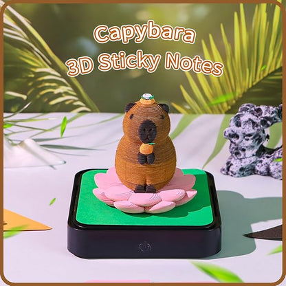 3D Time Piece Calendar 2026 DIY Calendars Tear Away Carving Art 3D Memo Pad Calendar With LED Lights sculpture artsy pads calendar notepad for Desktop Decor-Capybara