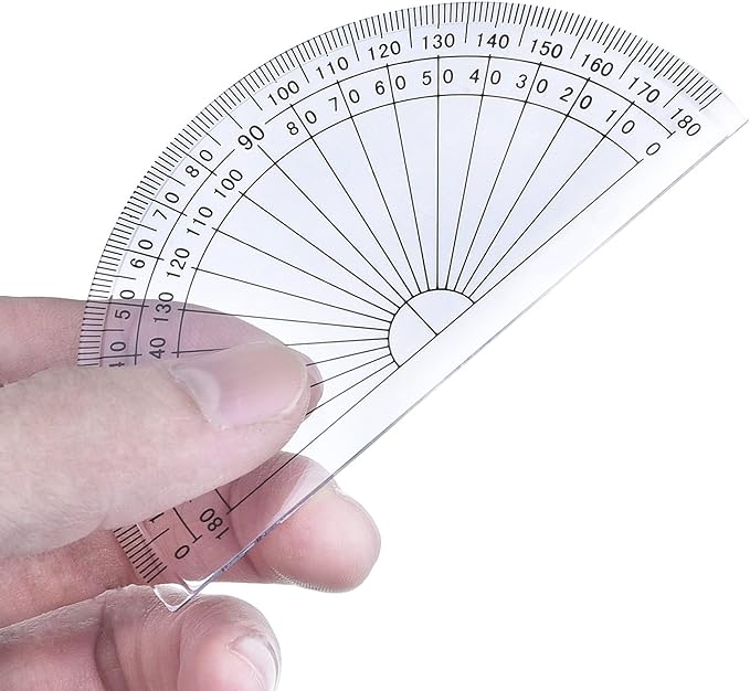 Outus Plastic Protractor for Angle Measurement Student Math 180 Degrees, 4 Inches, Clear, 10 Pack