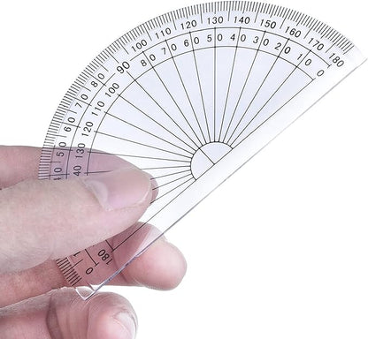 Outus Plastic Protractor for Angle Measurement Student Math 180 Degrees, 4 Inches, Clear, 10 Pack