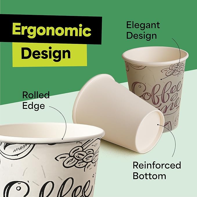 EconoHome 12 oz 100 Pack Disposable Coffee Paper Cups - Paper Cups for Hot and Cold Drinks, Tea, Water, and Juice