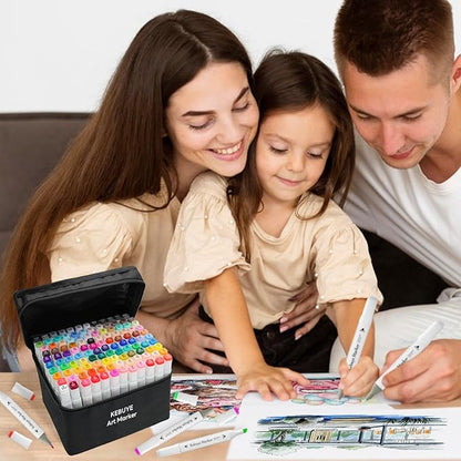 Alcohol Based Markers Art Set - 120 Color Professional Double Sided Marker for Artist, Markers for Adult Coloring Books No Bleeding - Dual Tip Color Pen for Drawing Blending Illustration Card Making