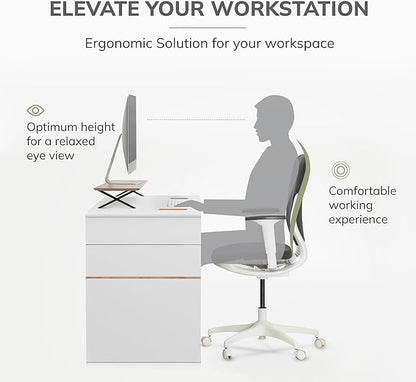 Anji Mountain Monitor Stand - Desktop Organizer & Laptop Riser, Ergonomic Monitor Riser, Space-Saving Monitor Stand for Desk, Durable Construction, Easy Assembly, Ideal for Home & Office,Biscotti