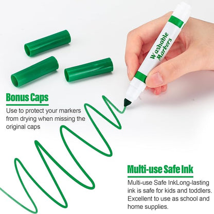 Janlaugh 36 Pcs Green Washable Markers Bulk Coloring Broad Line Markers for Kids Green Conical Tip drawing pen for School Supplies, travel Art baby shower gender reveal party Supplies, Ages 6+