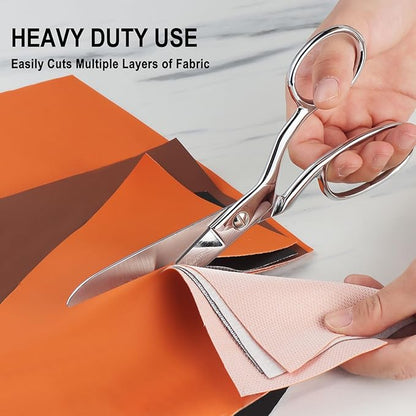 Professional Stainless Steel Fabric Scissors, 8-Inch Heavy Duty MultiPurpose Tailor Sewing Scissors for Fabric Cutting, Leather, Craft, Sharp Precision Shears Blades, Ergonomic Comfort Grip