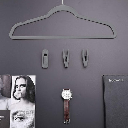 Trgowaul Velvet Hangers Clips, Pants Hangers Velvet Clips, Strong Finger Clips Perfect for Thin Velvet Hangers (60pc, Grey)