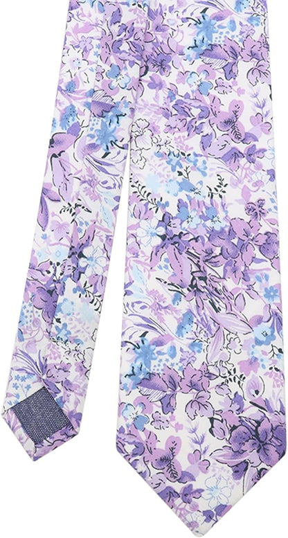 Cotton Floral Ties for Men 2.76" Men's Skinny Tie Linen Flower Printed Neck Tie for Wedding Dating Party