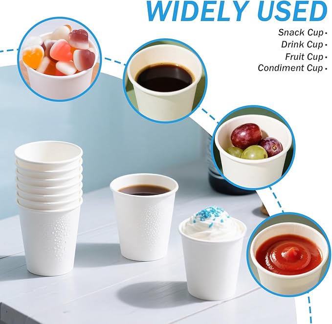 100 Pack 5 oz Paper Cups, Small Bathroom Cups Disposable Paper Cup for Mouthwash,Hot/Cold Beverage Drinking Cup for Party, Picnic, BBQ, Travel and Event
