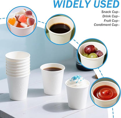 100 Pack 5 oz Paper Cups, Small Bathroom Cups Disposable Paper Cup for Mouthwash,Hot/Cold Beverage Drinking Cup for Party, Picnic, BBQ, Travel and Event