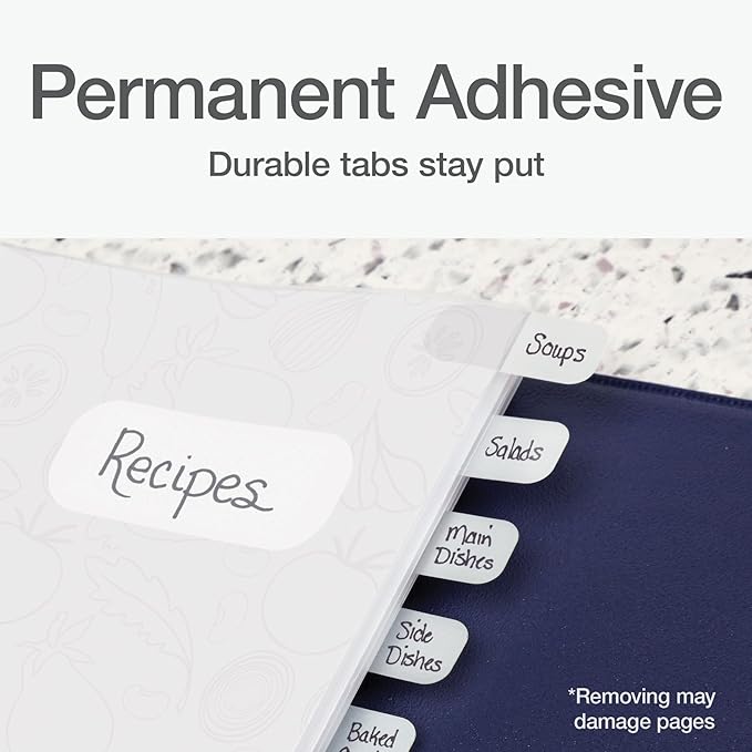 Redi-Tag, RTG31010, Permanent Stick Write-On Index Tabs, 416 / Pack, White, (Pack of 1)