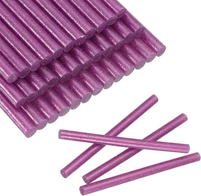 HARFINGTON 30pcs Mini Glue Stick 0.3"x3.9" High-Stick Hot Glue Gun Sticks Hot Melt Adhesive Strip for DIY Craft Sealing Repair Festival Decoration, Glitter Rose Red