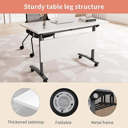 Folding Conference Room Table,Flip Top Mobile Training Table,Mobile Training Tables with Wheels for Office Conference tables Training Rooms Foldable Meeting Tables (30pack 55.1 x 21.6 x 29.5inch)